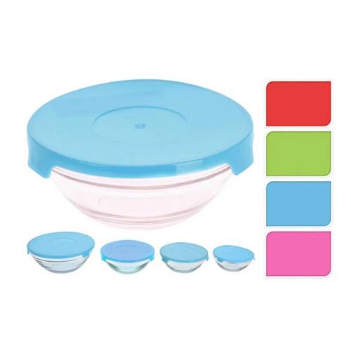 Kit 5 Recipientes de Vidro Tipo Tigela Cores Sort.