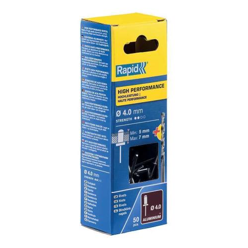 Blíster de 50 Rebites Ø4x10mm. Alu+Broca 5001459 Rapid