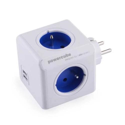 Allocacoc Powercube Original Usb (E) Power Extension 4 Ac Outlet(S) Blue White