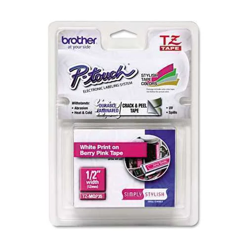 Brother Fita 12mm Laminada Branco/Rosa Mate