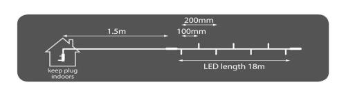 180 LED de Luz de Corda Estática Pesada - Branca