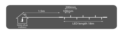 180 LED de Luz de Corda Estática Pesada - Branca