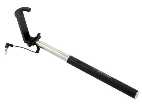 Wired Monopod For Smartphones For Making Selfie Pictures Black
