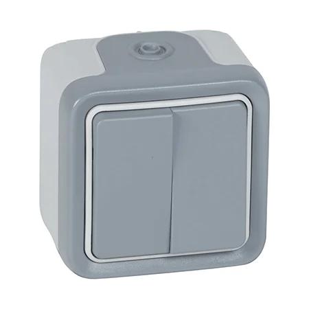 Comutador Duplo Escada Cinzento Plexo 10ax 250v