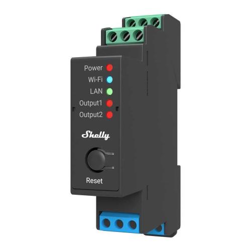 Shelly Pro 2 Wifi + Ethernet 2-Gang Smart Relay Switch With Din-Rail Support