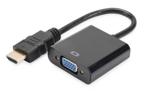 DIGITUS HDMI/VGA/3.5MM VGA (D-SUB) PRETO