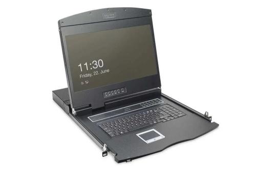 Digitus Konsole 19" 1he Tft Dt.Layout 8port Touchpad Schwar