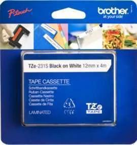 Brother P-Touch Tze231s2 White/Black (4m X 12mm)