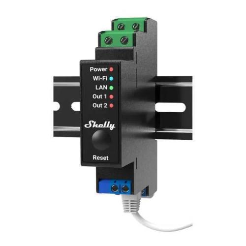 Shelly Pro 2pm Wifi + Ethernet 2-Gang Smart Relay Switch With Power Meter And Roller Shutter Mode