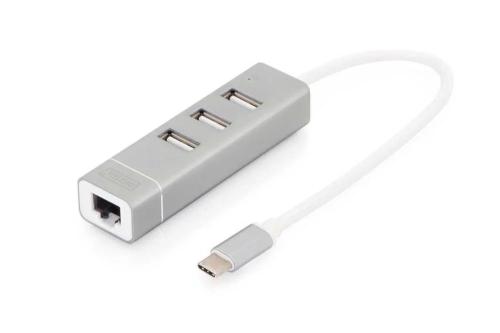 Digitus Usb-C-Hub 3-Port 2.0->3xa2.0 Integr. Kabel Weiß