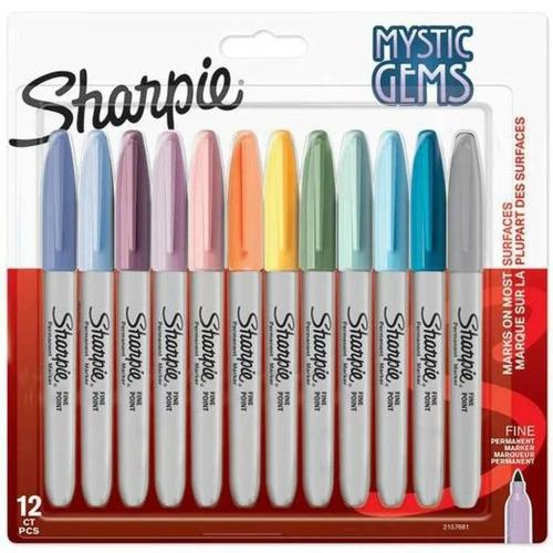 Sharpie Permanentmarker Rundspitze F 0,9mm Edelsteinfar.12er Blister