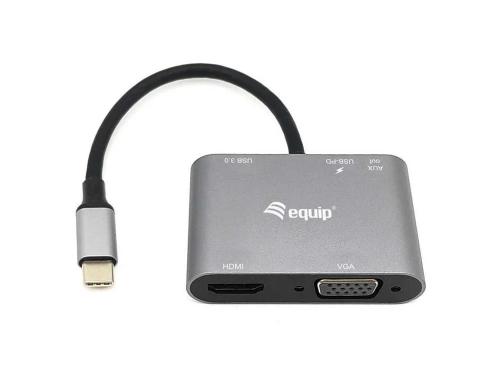 Equip Dock Usb-C->hdmi,Vga/Usb3.0,100wpd,Aux,4k60hz 0.15m Sw