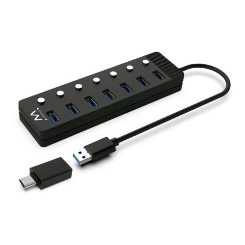EWENT HUB USB-C 7 PORTAS USB 3.0 C/INTERRUPTOR CA.