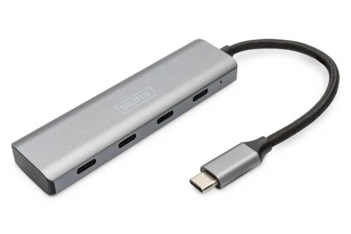 Digitus Usb-C-Hub 4-Port 3.1->4xc3.1 Integr. Kabel Silber