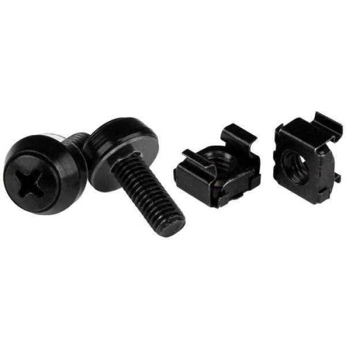 Startech.Com M6 Cage Nuts And Screws - 50 Pack - 12mm Rack Screws And Cage Nuts - Black (Cabscrewm6b