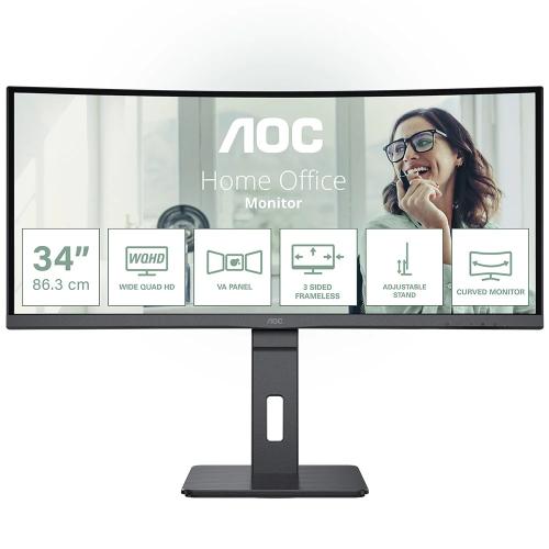 Monitor Curvo 34" Ultrawide Quad Hd LED Preto - Aoc