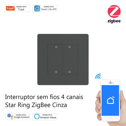 Interruptor Sem Fios 4 Canais Star Ring Zigbee Cin