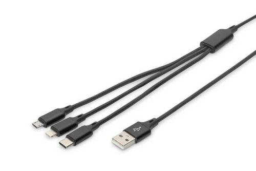 Digitus Lak 3in1 Usba+Lightning+Microusb->usbc 1m Schwarz