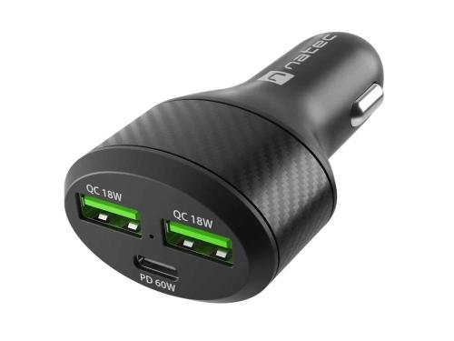 Cargador Coche Natec Coney 2xusb, 1xusb-C Qc3.0, .