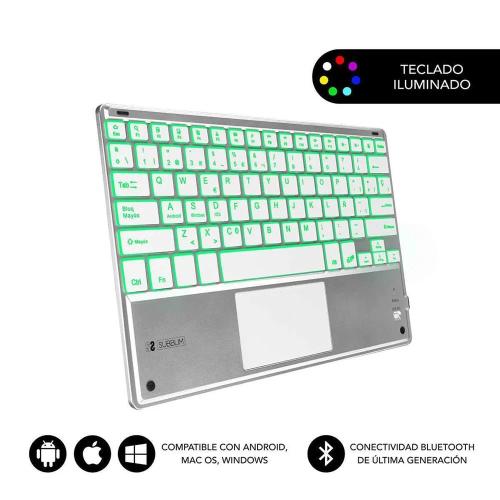 Teclado Bluetooth com Suporte para Táblete Subblim Sub-Kbt-Smbt50 Qwerty Espanhol Preto/Branco Espan