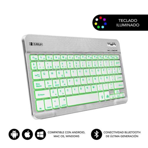 Teclado Tablet Subblim Smart Backlit Bt Keyboard .