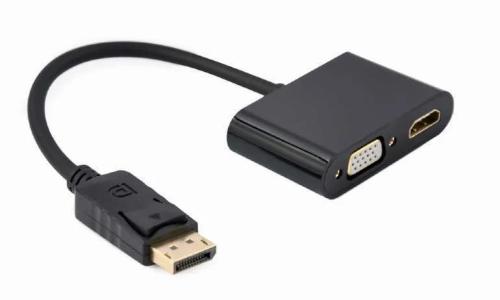 Cabo Adaptador Gembird Displayport Macho para Hdmi Fêmea + Vga Fêmea Preto