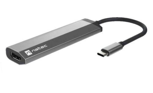 Adaptador Natec Fowler Slim Usb-C 2xusb 3.0,Hdmi 4k,Usb-C Pd