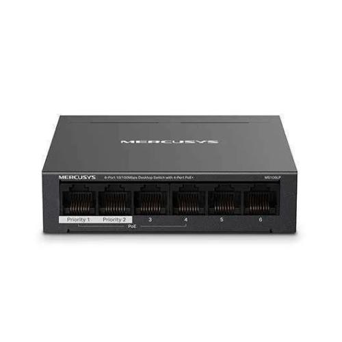 Switch de Rede Mercusys Ms106lp 6 Portas 10/100mbps Managed com 4 Portas Poe+ Desktop/Wall Mount