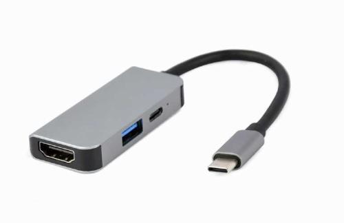 Adaptador Multipuerto Usb Tipo C 3 En 1 Puerto Usb Hdmi Pd Plata