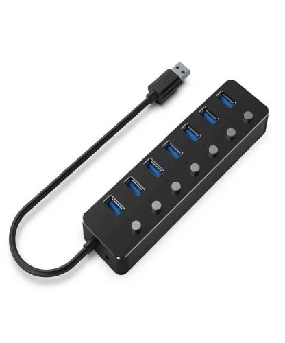 Gembird Uhb-U3p7p-01 7-Port Usb 3.1 (Gen 1) Hub With Switches Black