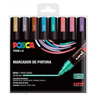 Set de 8 Rotuladores Medios Posca Pc5m Colores Met