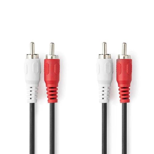 Cabo de Áudio Stereo 2x Rca Macho 2x Rca Macho 10m Branco/Vermelho