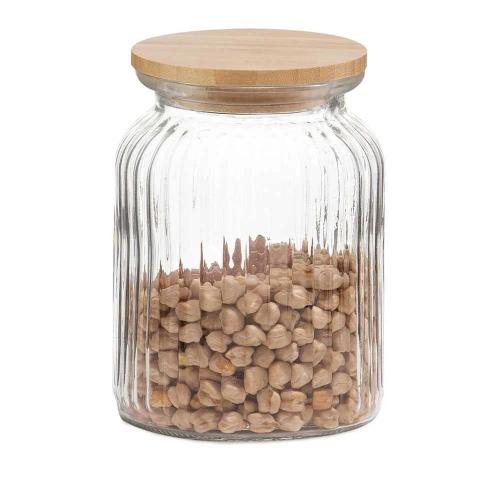 Frasco de Vidro e Bambu para Cozinha 1000ml Ms72137 Andrea House
