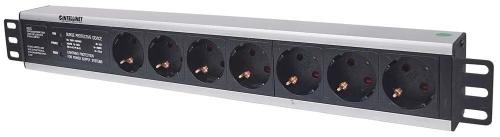 Intellinet 19 1.5u Rackmount 7-Way Power Strip - German Type With Surge Protection 3m Power Cord
