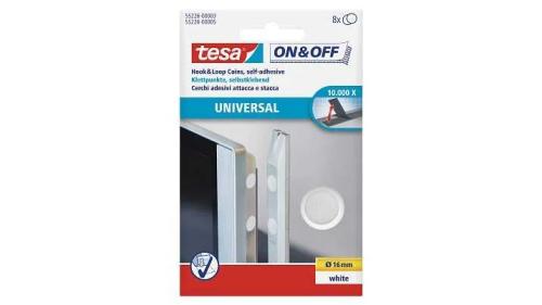 Tesa On&Off Universal Klettpunkte Weiß 8 St. 16mm Rund