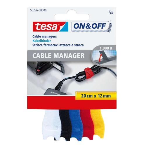 Tesa On&Off Cable Manager Bunt 5 St. 20cm 12mm