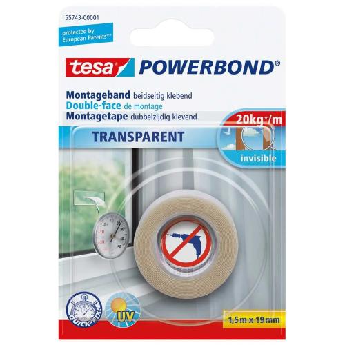 Tesa Powerbond Montageband Transparent 1,5m 19mm