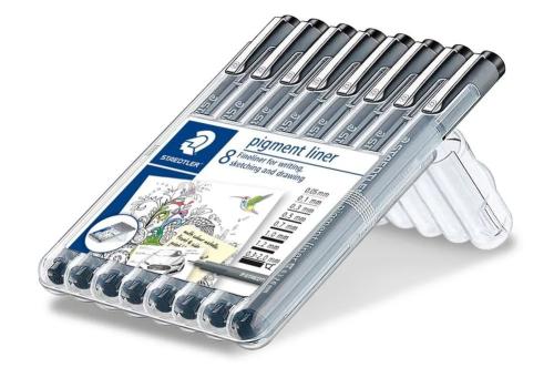Staedtler Pigment Liner Schwarz 8st Box