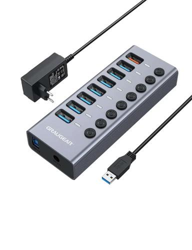 Graugear Usb-Hub 7x Usb 3.0 Ports + 1 Usb Schnelllader Retail