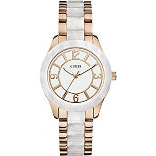 Guess Relógio Goddess Rosa Dourado/Branco - W0074.