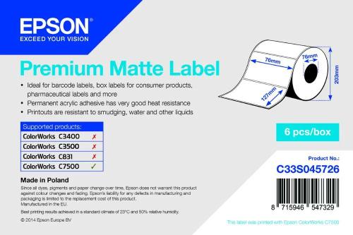 Epson Premium Matte Label Branco Fosco