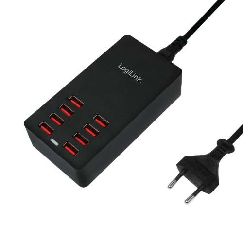 Logilink Usb Ladegerät 8 Port, 44w, Schwarz