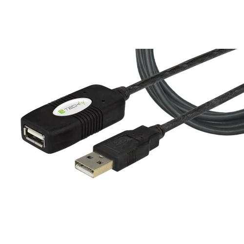 Techly Usb 2.0 Aktive Verlängerung, Hi-Speed, 10m, Schwarz