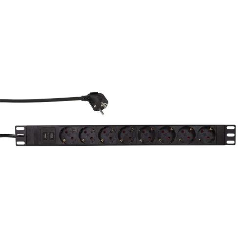 Logilink Steckdosenleiste 8-Fach Cee7/3+2 Usb, Mit Ü-Schutz