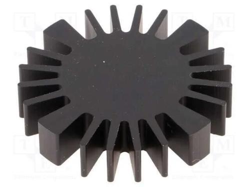 Dissipador de Cal, Led, : 50mm, H: 10mm, 2,3k/W, Preta