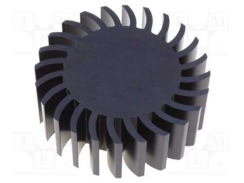 Dissipador de Cal, Led, : 105mm, H: 37,5mm, Preta