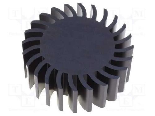 Dissipador de Cal, Led, : 105mm, H: 37,5mm, Preta