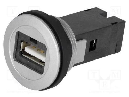 Tomada USB, 22mm, har-port, -25÷70C, 22,3mm, IP20.