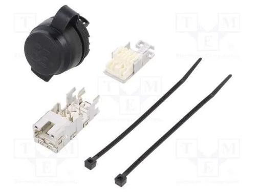 Tomada Rj45, 22mm, Frontcom, -40÷70c, 22mm, Ip65, Preta