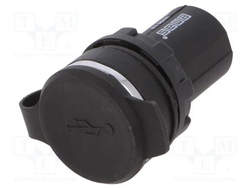 Tomada Usb, 22mm, Ip65, No Painel, Usb 3.0, Plástico